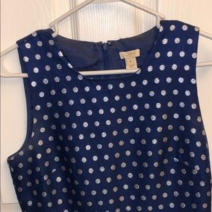 Deep royal blue and silver polka sheath dress
